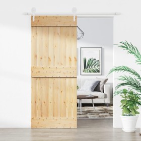 Puerta corredera con herrajes madera maciza de pino 85x210 cm de vidaXL, Puertas - Ref: Foro24-3203217, Precio: 174,11 €, Des...