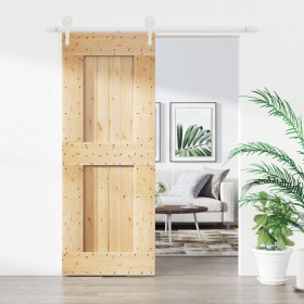 Sliding door with solid pine wood hardware 80x210 cm by vidaXL, Doors - Ref: Foro24-3203220, Price: 166,00 €, Discount: %