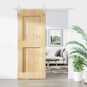 Puerta corredera con herrajes madera maciza de pino 85x210 cm de vidaXL, Puertas - Ref: Foro24-3203221, Precio: 191,99 €, Des...