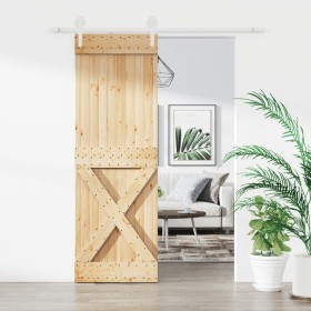 Puerta corredera con herrajes madera maciza de pino 70x210 cm de vidaXL, Puertas - Ref: Foro24-3203223, Precio: 166,16 €, Des...