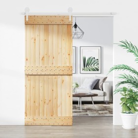 Puerta corredera con herrajes madera maciza de pino 90x210 cm de vidaXL, Puertas - Ref: Foro24-3203218, Precio: 156,07 €, Des...