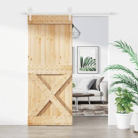 Sliding door with solid pine wood fittings 85x210 cm by vidaXL, Doors - Ref: Foro24-3203225, Price: 181,66 €, Discount: %