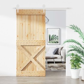 Sliding door with solid pine wood fittings 90x210 cm by vidaXL, Doors - Ref: Foro24-3203226, Price: 168,58 €, Discount: %