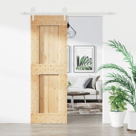 Puerta corredera con herrajes madera maciza de pino 70x210 cm de vidaXL, Puertas - Ref: Foro24-3203219, Precio: 182,88 €, Des...