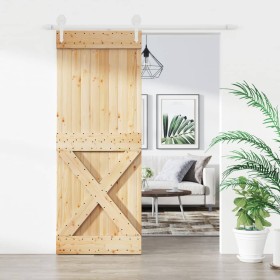 Sliding door with solid pine wood fittings 80x210 cm by vidaXL, Doors - Ref: Foro24-3203224, Price: 157,13 €, Discount: %