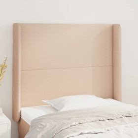 Headboard with ears cappuccino synthetic leather 103x16x118/128 cm by vidaXL, Headboards and footboards - Ref: Foro24-3119389...