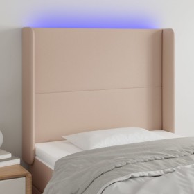 Headboard with LED cappuccino synthetic leather 103x16x118/128cm by vidaXL, Headboards and footboards - Ref: Foro24-3123857, ...