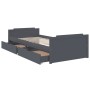 Estructura cama con cajones madera maciza de pino gris 90x200cm de vidaXL, Camas y somieres - Ref: Foro24-322163, Precio: 177...