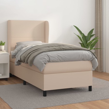 Box spring bed with cappuccino synthetic leather mattress 100x200cm by vidaXL, Beds and slatted bases - Ref: Foro24-3128900, ...