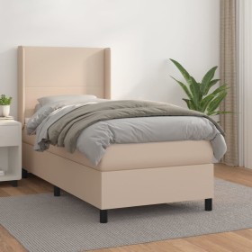 Cama box spring con colchón cuero sintético capuchino 100x200cm de vidaXL, Camas y somieres - Ref: Foro24-3132368, Precio: 40...