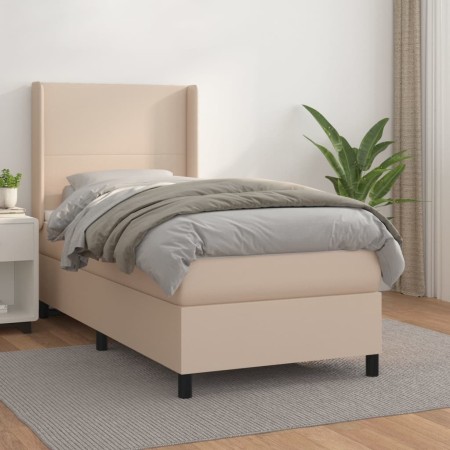 Cama box spring con colchón cuero sintético capuchino 100x200cm de vidaXL, Camas y somieres - Ref: Foro24-3132368, Precio: 41...