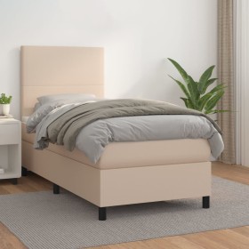 Cama box spring con colchón cuero sintético capuchino 100x200cm de vidaXL, Camas y somieres - Ref: Foro24-3142712, Precio: 39...