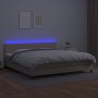 Box spring bed LED mattress cappuccino synthetic leather 200x200cm by vidaXL, Beds and slatted bases - Ref: Foro24-3134128, P...