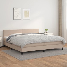 Cama box spring con colchón cuero sintético capuchino 200x200cm de vidaXL, Camas y somieres - Ref: Foro24-3141028, Precio: 64...