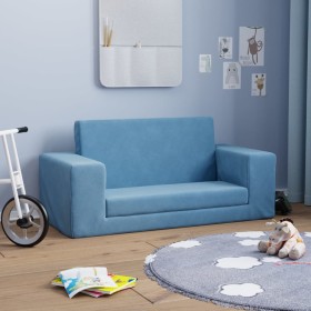 Blue soft plush 2-seater children's sofa bed by vidaXL, Baby and Toddler Furniture - Ref: Foro24-341831, Price: 49,99 €, Disc...