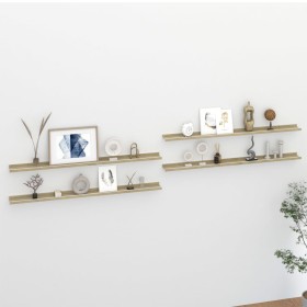 Wall shelves 4 units white and Sonoma oak 115x9x3 cm by vidaXL, Shelves and shelves - Ref: Foro24-326698, Price: 43,41 €, Dis...