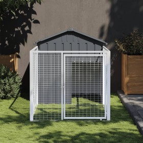 Doghouse with corral gray galvanized steel 117x201x123 cm by vidaXL, Dog kennels - Ref: Foro24-172351, Price: 195,27 €, Disco...