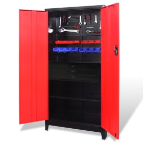 Tool cabinet with black/red steel trunk 90x40x180 cm by vidaXL, Tool cabinets - Ref: Foro24-3054555, Price: 489,99 €, Discoun...