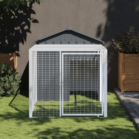 Jaula gallinas con corral acero galvanizado gris 117x201x123 cm de vidaXL, Jaulas y habitáculos para animales pequeños - Ref:...