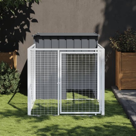 Doghouse with corral gray galvanized steel 110x201x110 cm by vidaXL, Dog kennels - Ref: Foro24-172357, Price: 186,05 €, Disco...