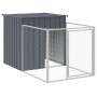 Doghouse with corral gray galvanized steel 110x201x110 cm by vidaXL, Dog kennels - Ref: Foro24-172357, Price: 186,05 €, Disco...