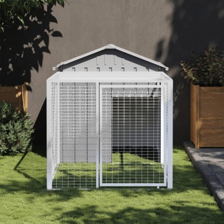 Gallinero con corral acero galvanizado gris claro 117x201x123cm de vidaXL, Jaulas y habitáculos para animales pequeños - Ref:...