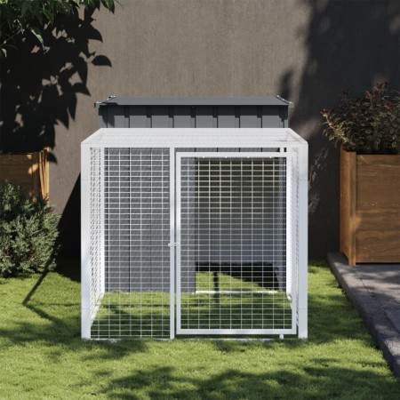 Chicken coop with corral gray galvanized steel 110x201x110 cm by vidaXL, Cages and habitats for small animals - Ref: Foro24-1...