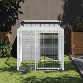 Chicken coop with corral light gray galvanized steel 110x201x110cm by vidaXL, Cages and habitats for small animals - Ref: For...