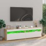 Mueble de TV con luces LED 2 uds blanco roble Sonoma 75x35x40cm de vidaXL, Muebles TV - Ref: Foro24-804402, Precio: 137,34 €,...