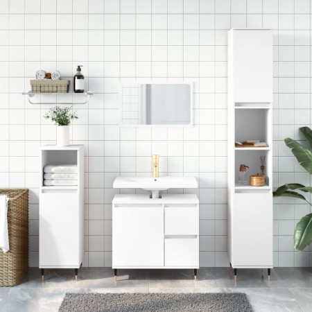 3-piece bathroom furniture set, white plywood by vidaXL, Bathroom furniture - Ref: Foro24-3190213, Price: 187,66 €, Discount: %