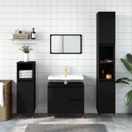 Juego de muebles de baño 3 pzas madera contrachapada negro de vidaXL, Muebles de baño - Ref: Foro24-3190214, Precio: 178,41 €...