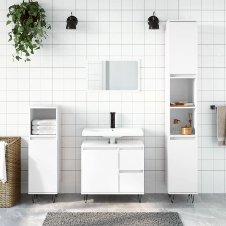 3-piece glossy white plywood bathroom furniture set by vidaXL, Bathroom furniture - Ref: Foro24-3190223, Price: 224,93 €, Dis...