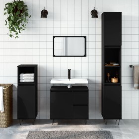 Black plywood 3-piece bathroom furniture set by vidaXL, Bathroom furniture - Ref: Foro24-3190222, Price: 179,21 €, Discount: %