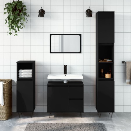 Black plywood 3-piece bathroom furniture set by vidaXL, Bathroom furniture - Ref: Foro24-3190222, Price: 174,60 €, Discount: %