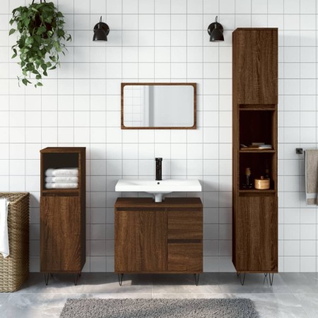 3-piece bathroom furniture set in brown oak plywood by vidaXL, Bathroom furniture - Ref: Foro24-3190228, Price: 194,93 €, Dis...