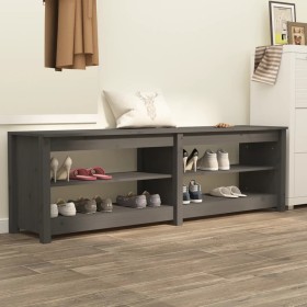 Banco zapatero de madera maciza de pino gris 160x36,5x50 cm de vidaXL, Zapateros y organizadores de calzado - Ref: Foro24-821...