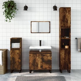 3-piece bathroom furniture set smoked oak plywood by vidaXL, Bathroom furniture - Ref: Foro24-3190234, Price: 209,86 €, Disco...