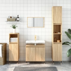 3-piece bathroom furniture set made of Sonoma oak plywood. by vidaXL, Bathroom furniture - Ref: Foro24-3190270, Price: 200,55...