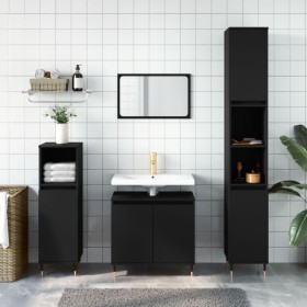 Black plywood 3-piece bathroom furniture set by vidaXL, Bathroom furniture - Ref: Foro24-3190268, Price: 167,75 €, Discount: %