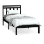 Estructura cama madera maciza individual negro 75x190 cm de vidaXL, Camas y somieres - Ref: Foro24-3100553, Precio: 111,91 €,...