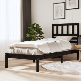 Solid black pine wood bed frame 75x190 cm by vidaXL, Beds and slatted bases - Ref: Foro24-3100987, Price: 115,99 €, Discount: %