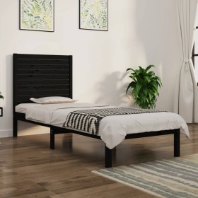 Estructura de cama madera maciza individual negra 75x190 cm de vidaXL, Camas y somieres - Ref: Foro24-3104572, Precio: 129,30...