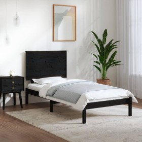 Estructura de cama madera maciza individual negra 75x190 cm de vidaXL, Camas y somieres - Ref: Foro24-3104767, Precio: 111,42...