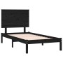 Black single solid wood bed frame 75x190 cm by vidaXL, Beds and slatted bases - Ref: Foro24-3104767, Price: 111,30 €, Discoun...