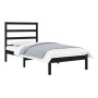 Black single solid wood bed frame 75x190 cm by vidaXL, Beds and slatted bases - Ref: Foro24-3104897, Price: 105,99 €, Discoun...