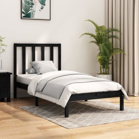 Solid black pine wood bed frame 75x190 cm by vidaXL, Beds and slatted bases - Ref: Foro24-3105124, Price: 103,46 €, Discount: %