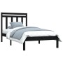 Black single solid wood bed frame 75x190 cm by vidaXL, Beds and slatted bases - Ref: Foro24-3105214, Price: 109,47 €, Discoun...