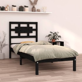 Black single solid wood bed frame 75x190 cm by vidaXL, Beds and slatted bases - Ref: Foro24-3105629, Price: 113,99 €, Discoun...