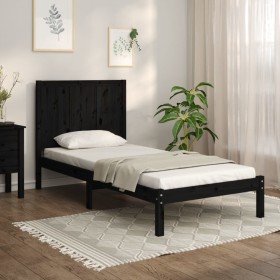 Estructura de cama madera maciza de pino negro 75x190 cm de vidaXL, Camas y somieres - Ref: Foro24-3105694, Precio: 118,65 €,...