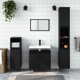 Black plywood 3-piece bathroom furniture set by vidaXL, Bathroom furniture - Ref: Foro24-3190276, Price: 173,57 €, Discount: %